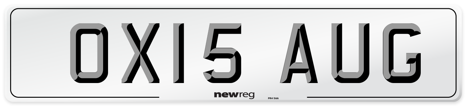 OX15 AUG Number Plate from New Reg